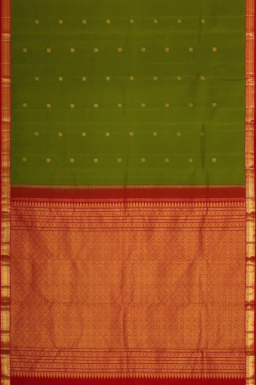 Image of Kanchipattu Golden Green Brocade Saree